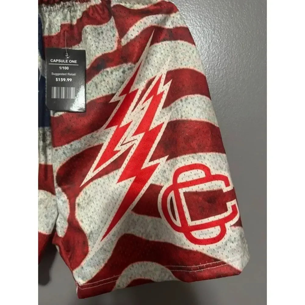 Corrupted Creative Capsule One USA Flag Mesh Shorts LARGE Waist Retail $159